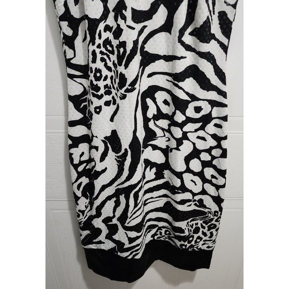 Cache Y2K Mini Halter Dress Sleeveless Sequin White/Black Animal Print Size 2 - Picture 4 of 10